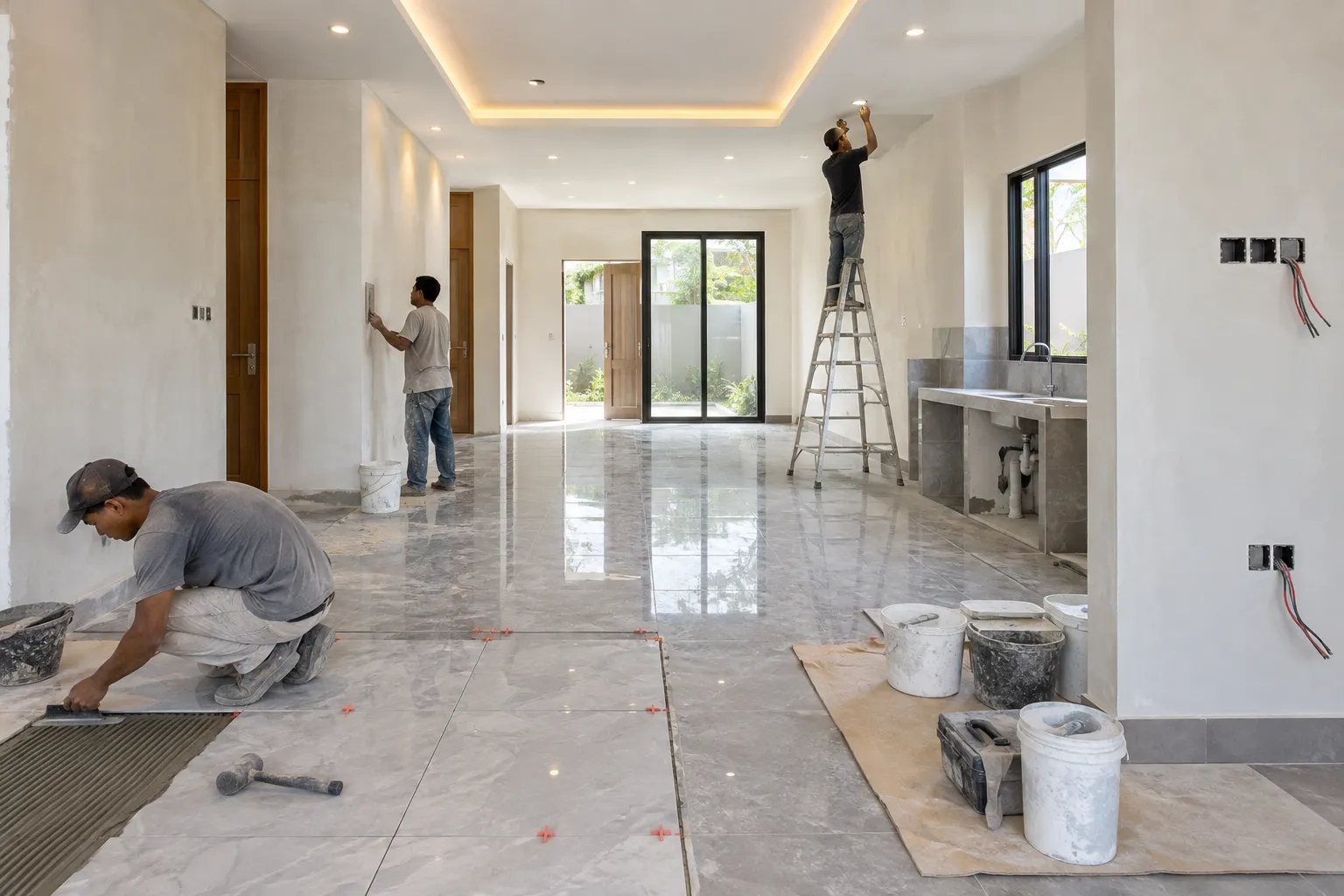Finishing interior rumah baru di Padang