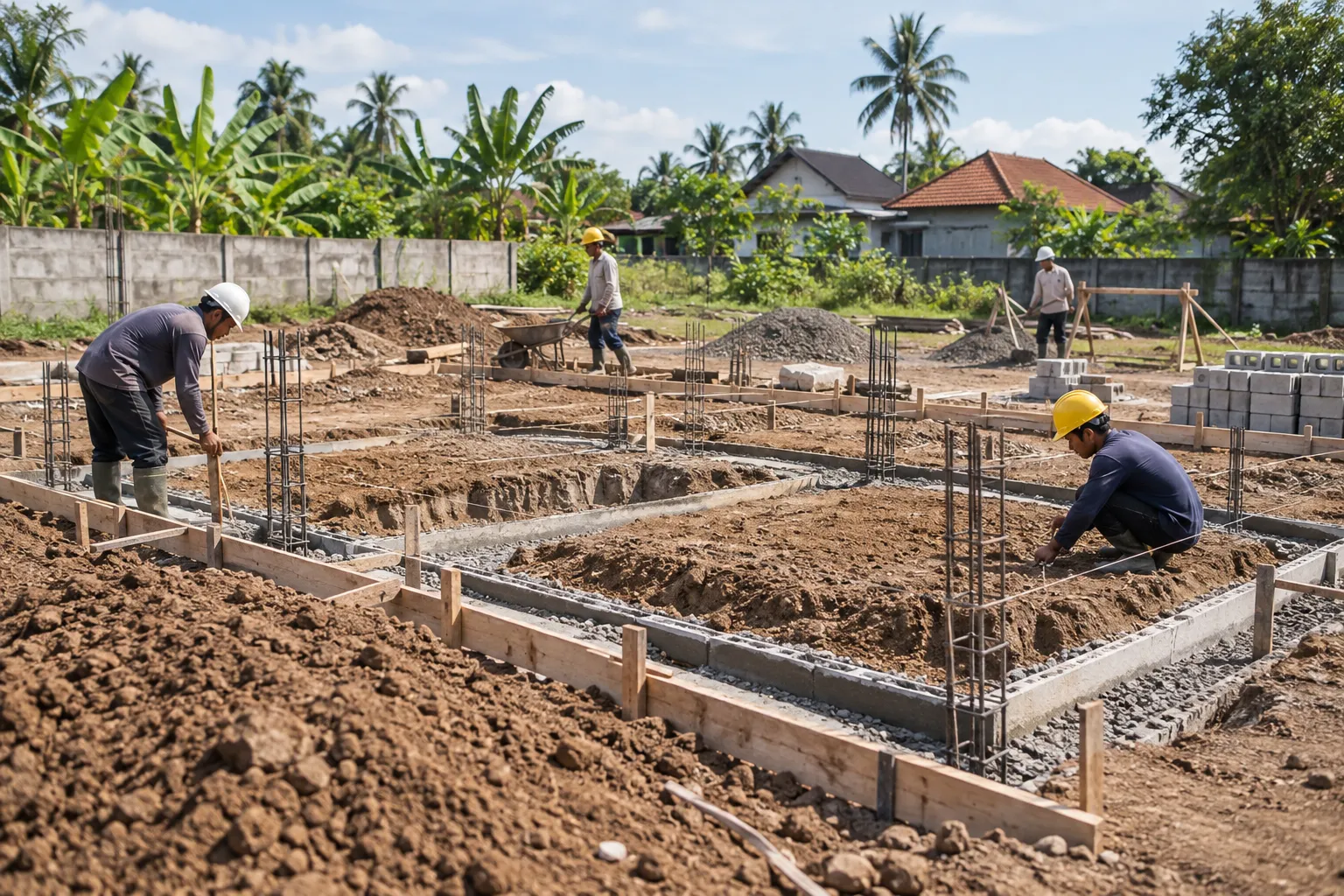 Pekerjaan pondasi rumah di Padang